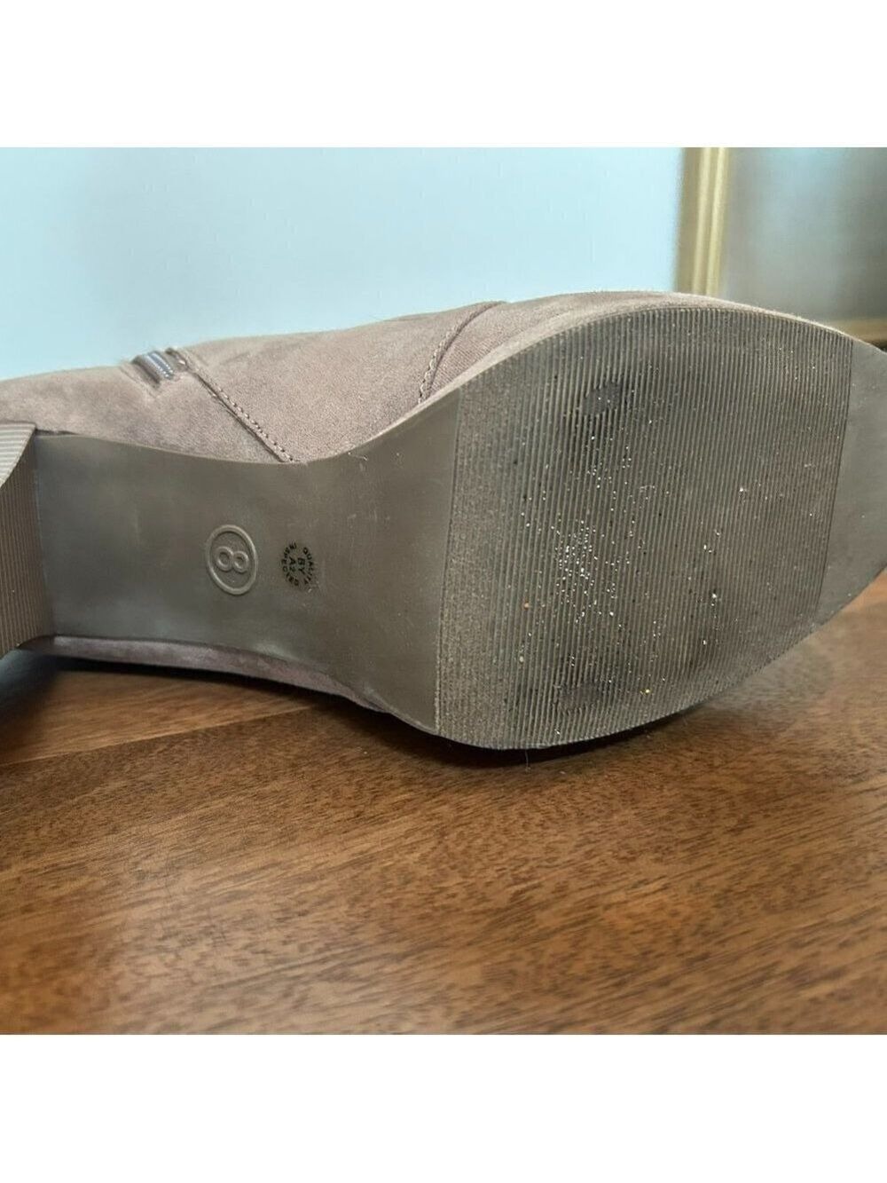 Taupe "Suede" Booties-Size 8 - Picture 4 of 5